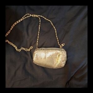 Silver Tone Chain Mini Mesh Plate Square Evening Bag